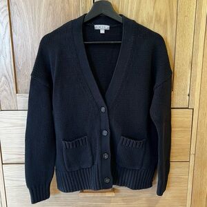 J. Crew Heritage Cotton Relaxed Cardigan Sweater Black Size Small Preppy Coastal